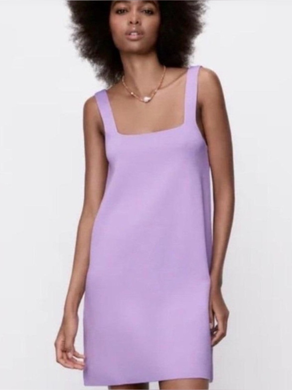 Zara NWOT Lilac Purple Knit Shift Dress